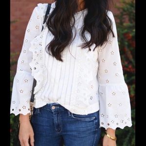 SOLD JCrew floral eyelet top bell sleeves